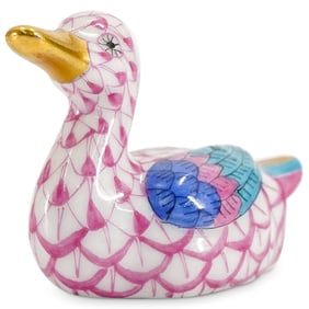 Herend Porcelain "Baby Duck" Raspberry Fishnet Figurine