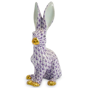 Herend Porcelain "Jack Rabbit" Lavender Fishnet Figurine