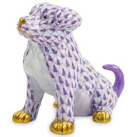 Herend Porcelain "Puppy Dog" Lavender Fishnet Figurine