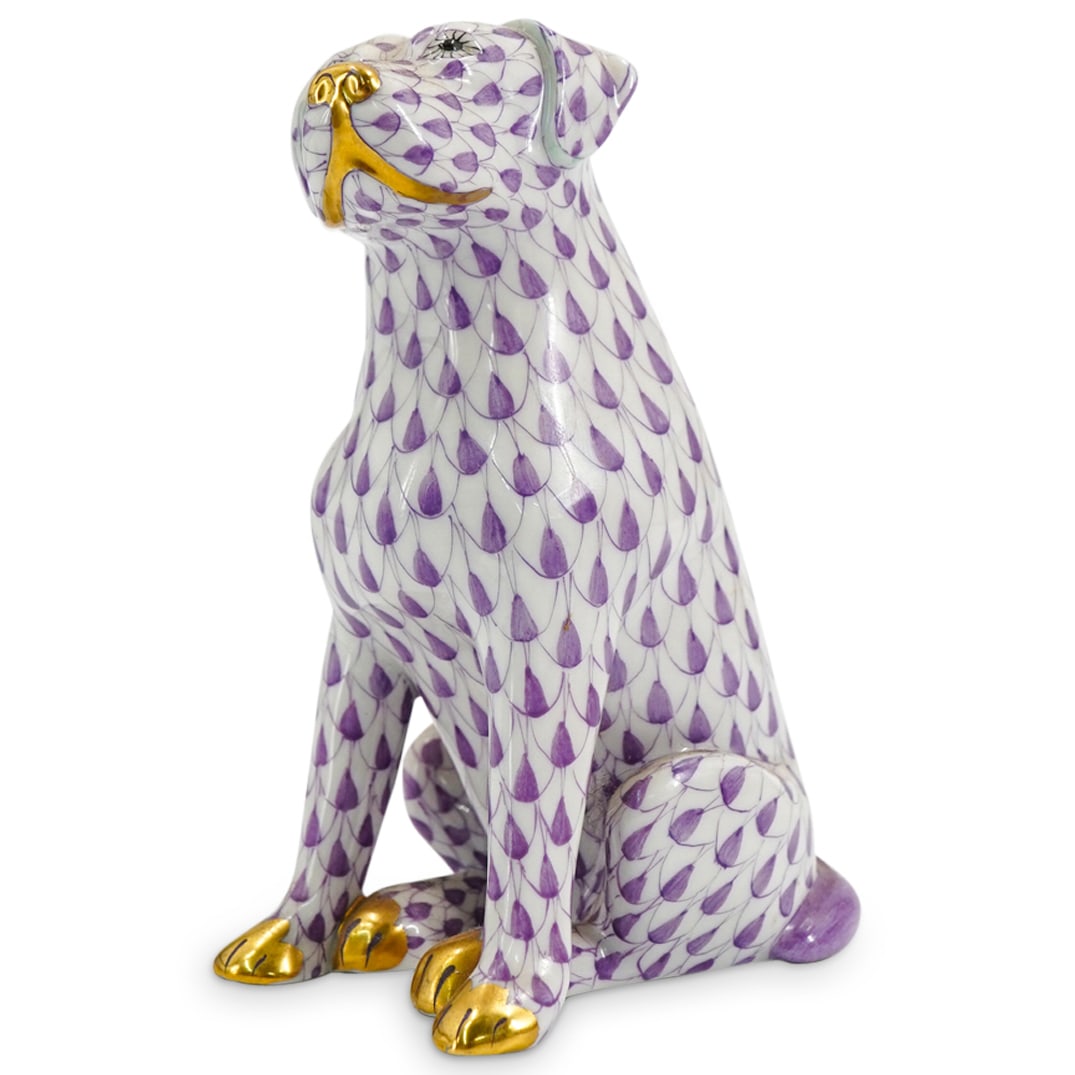 Herend Porcelain First Edition "Labrador Sitting" Lavender Fishnet Figurine (1 of 5)
