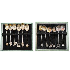 (12 Pc) Japanese Sterling Swizzle Sticks & Demitasse Spoons