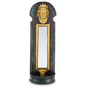 Italian Neoclassical Revival Mixed Metal Wall Mirror Candle Sconce