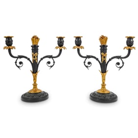 Pair Empire Style Two Tone Candelabra