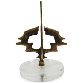 Vintage Brutalist Abstract Bronze On Lucite Base