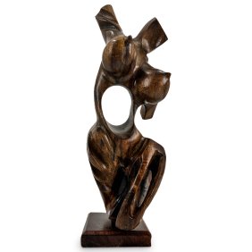 Hand Carved Nude Modernist Sculpture