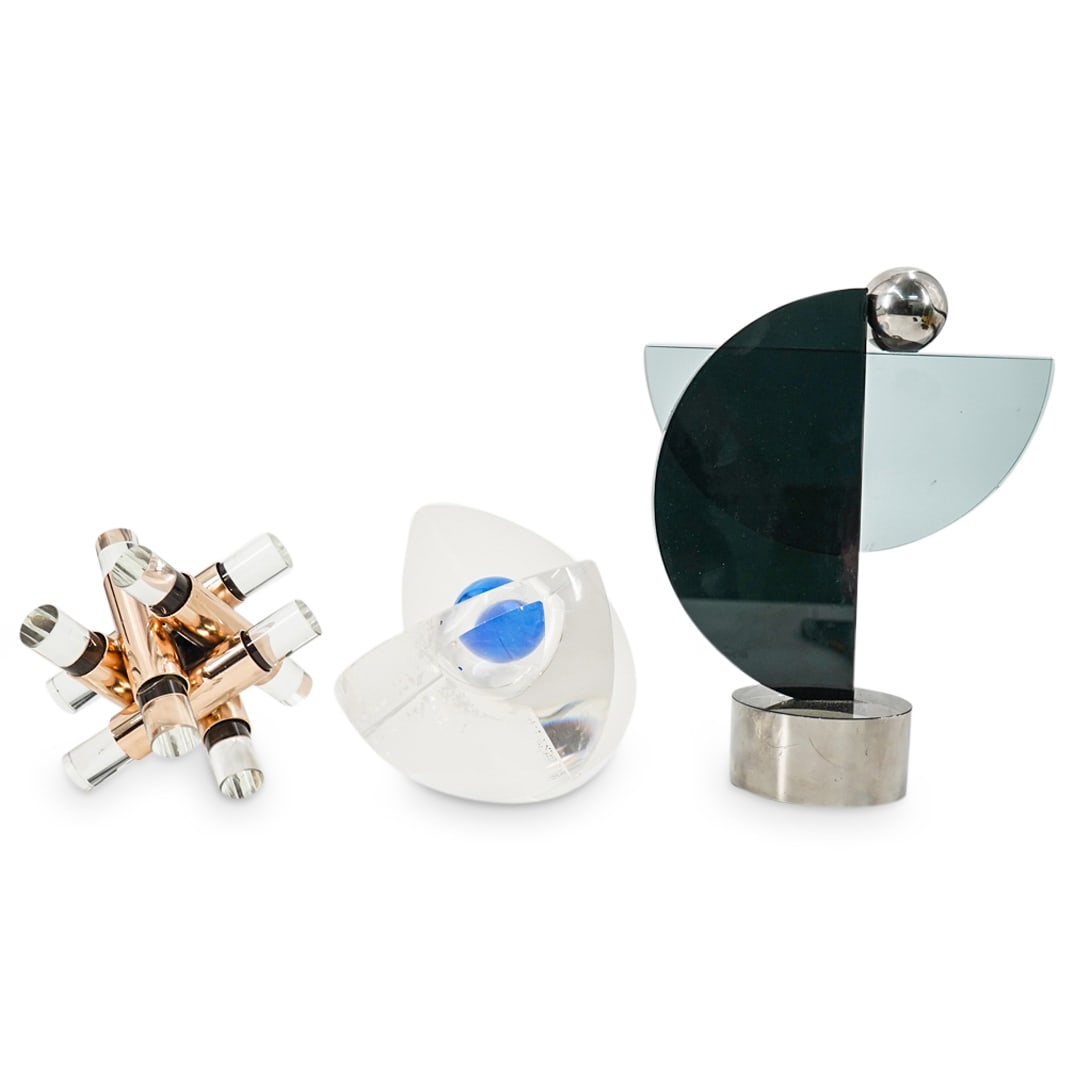 (3 Pc) Modernist Glass & Acrylic Sculptures (1 of 5)