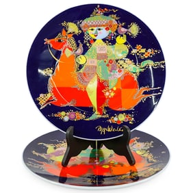 Pair Bjorn Wiinblad For Rosenthal Porcelain Chargers