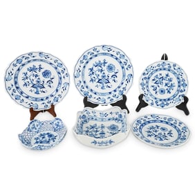 (6 Pc) Meissen Porcelain "Blue Onion" Plates / Bowls Set