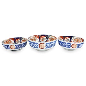 (3 Pc) Set Of Japanese Imari Porcelain Bowls