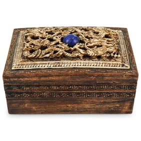 Antique Chinese Carved Bone & Wood Box