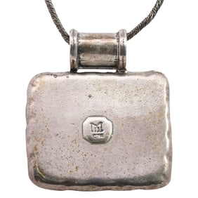 Antique Sterling Silver Roman Glass Necklace