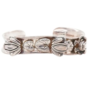 Barry Kieselstein Cord Sterling Silver Lily Frog Cuff Bracelet