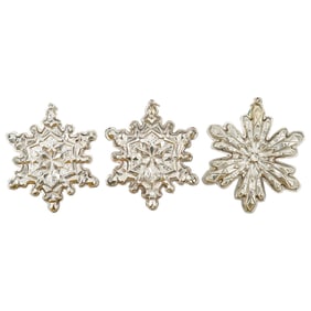 (3 Pc) Gorham Sterling Silver "Snowflakes" Christmas Ornaments
