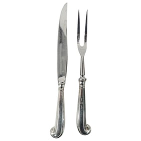 Stieff Sterling Silver Large 2-Pc Roast Carving Set w/Stainless Blade