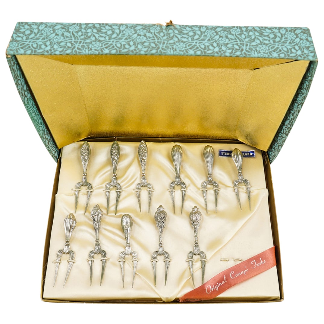 (11 Pc) Sterling Silver Canape Forks (1 of 4)