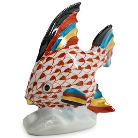 Herend Porcelain "Fish" Rust Fishnet Figurine