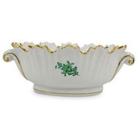 Herend Porcelain Oval "Chinese Bouquet Green" Open Candy Dish