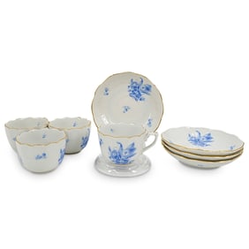 (8 Pc) Herend Porcelain Demitasse Coffee Cups & Saucers Set