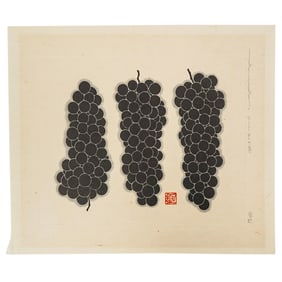 (2Pc) Japanese Haku Maki Grape Woodblocks