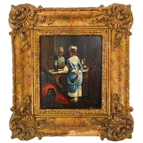 Antique Oil on Tin Panel Painting
