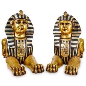 Pair Of Modern Fiberglass Sphinx Statues