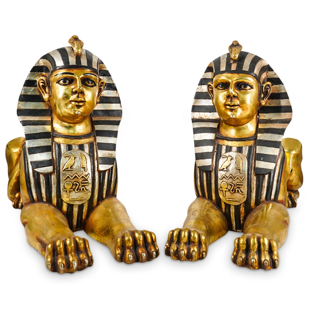Pair Of Modern Fiberglass Sphinx Statues (1 of 7)
