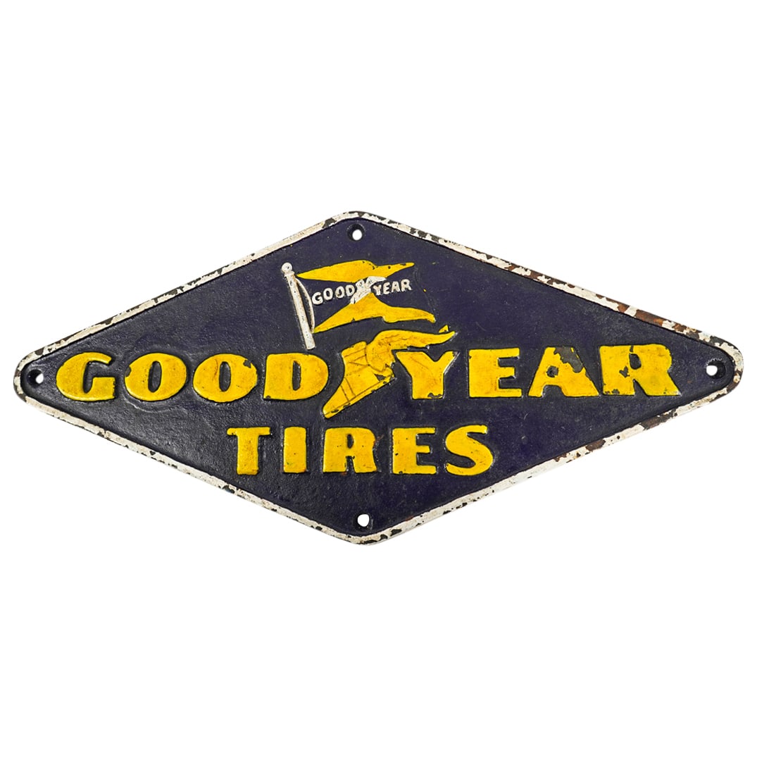 Antique "Goodyear Tires" Painted Iron Sign (1 of 3)