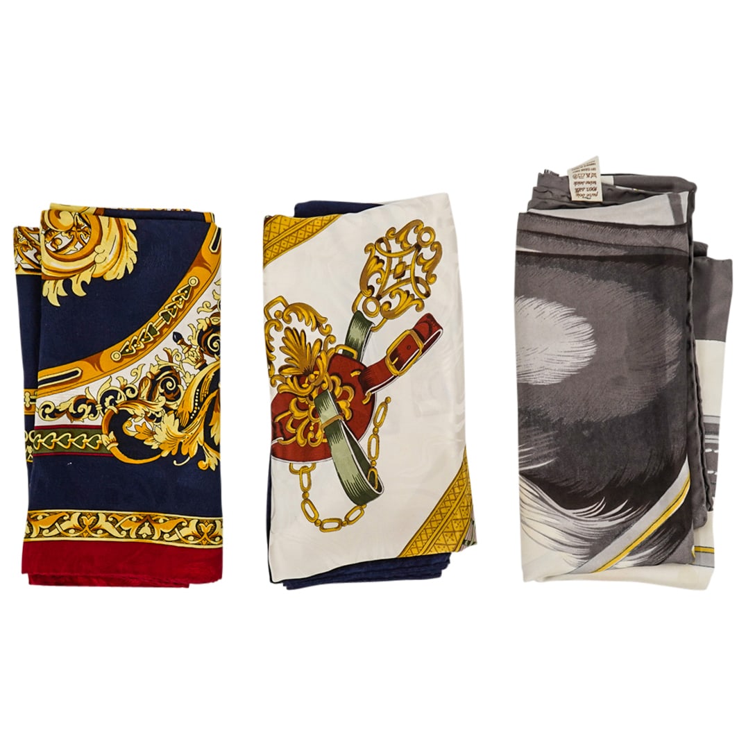 (3 Pc) Vintage Hermes Designer Scarves (1 of 12)