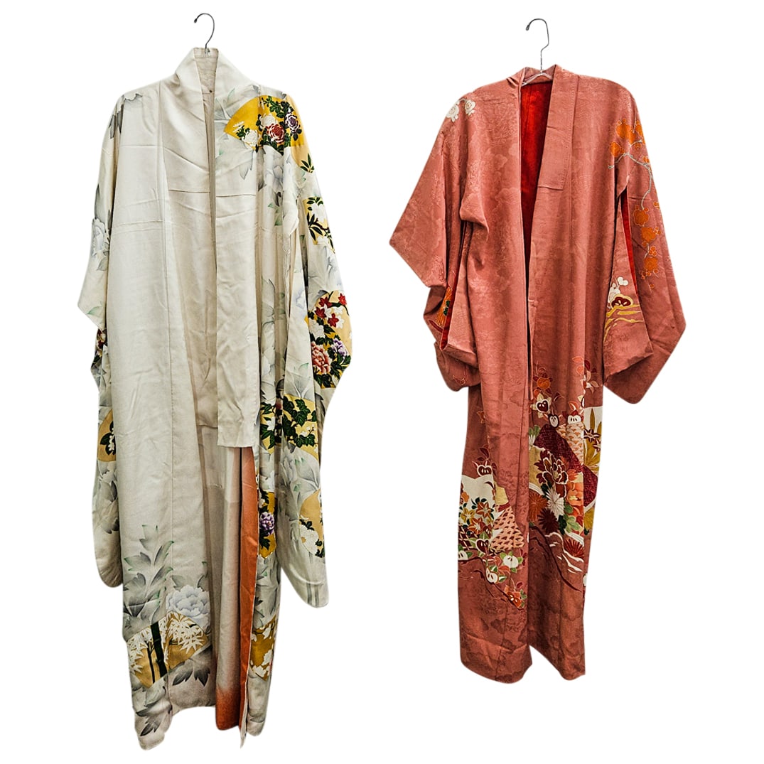 (2 Pc) Vintage Japanese Silk Kimonos (1 of 3)