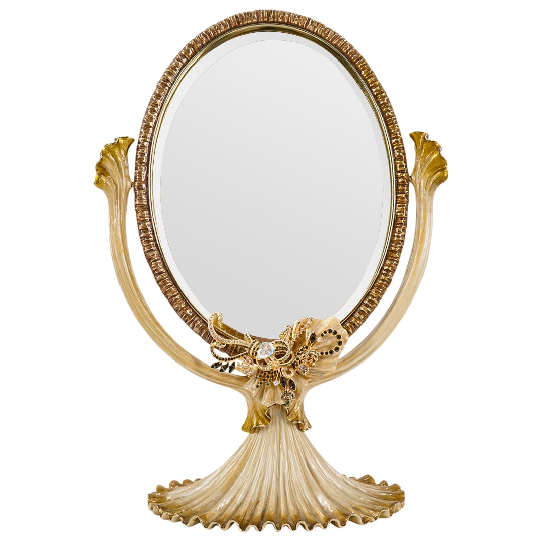 Jay Strongwater Large Miranda Floral Enamel Boudoir Vanity Mirror (1 of 5)