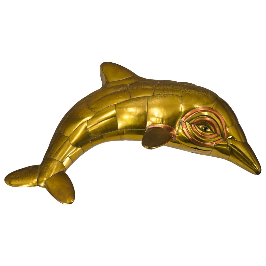 Large Sergio Bustamante (Mexican, b. 1949) Welded Brass Dolphin (1 of 6)