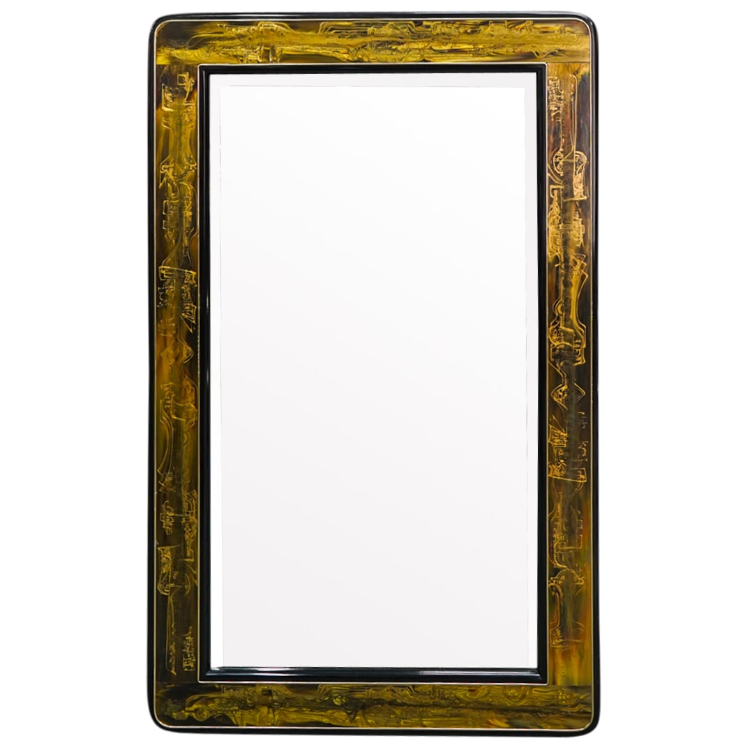 Bernhard Rohne Acid Etched Brass Wall Mirror For Mastercraft (1 of 2)
