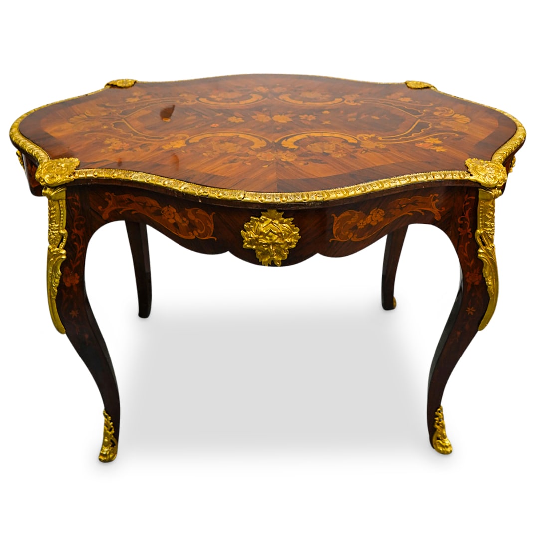 Antique French Louis XV Ormolu and Marquetry Table (1 of 8)