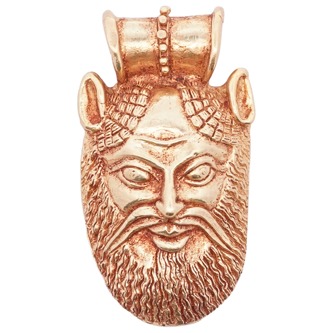 Artist Signed 18k Gold Roman Greco Figural Mask Pendant (1 of 2)