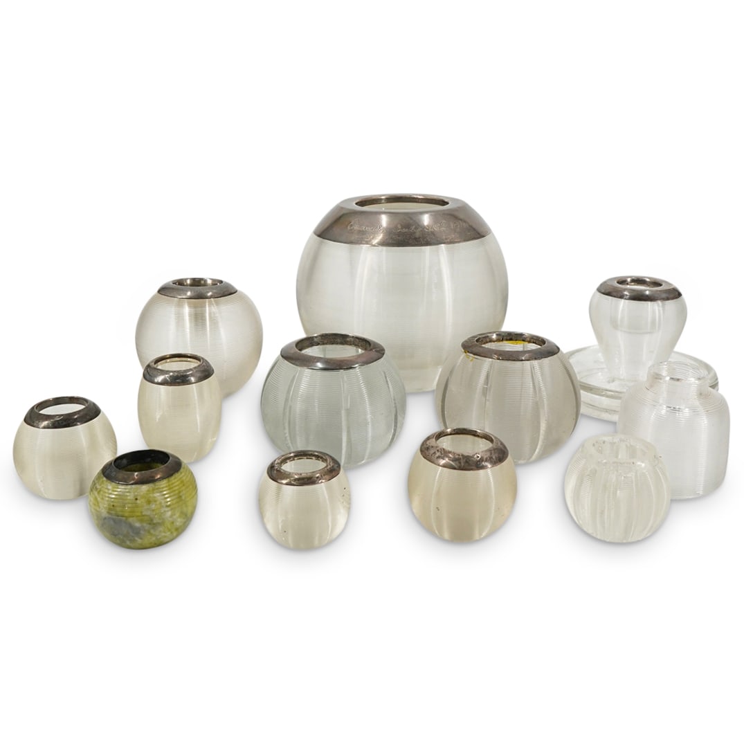 (12) English Victorian Sterling Silver / Glass Match Striker Collection (1 of 3)