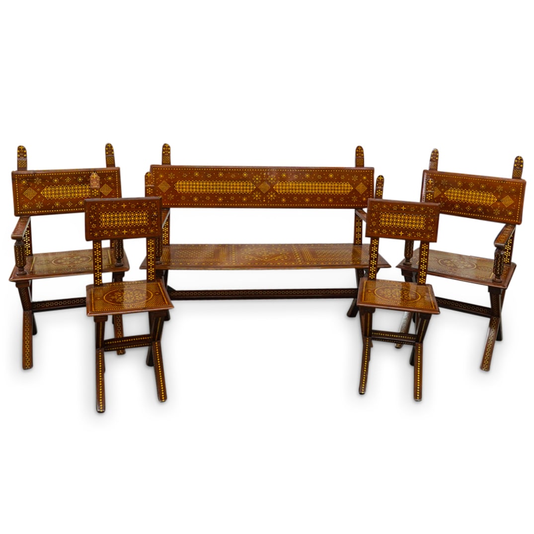 (5Pc) Syrian Inlaid Chair Set (1 of 16)