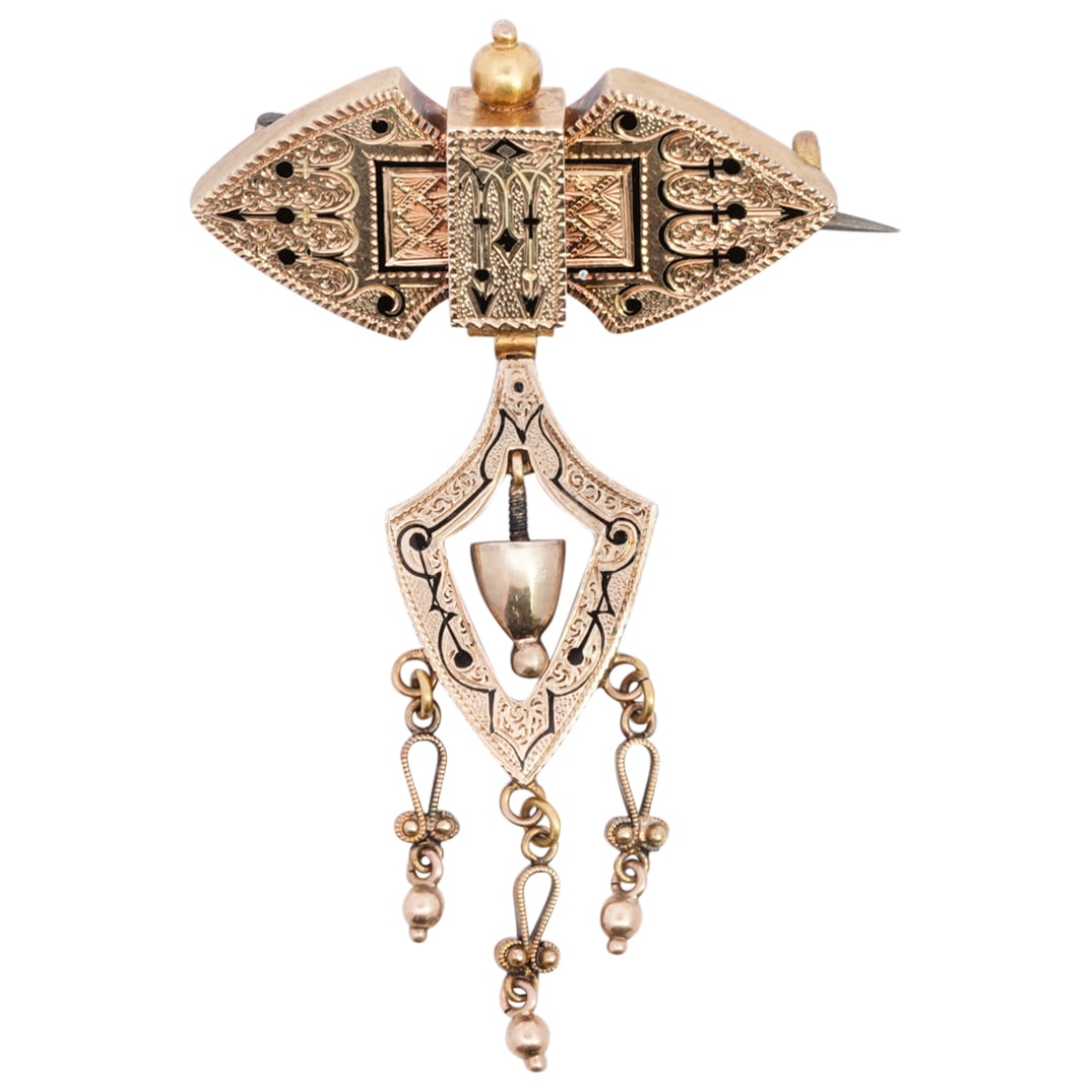 Antique Victorian 14k Gold Engraved Brooch (1 of 4)