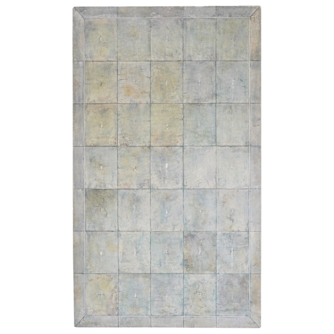 Ron Seff Shagreen Dining Table Top: DESCRIPTION: Ron Seff shagreen Dining table top with bone inlays and rectangular tiled design. CIRCA: 1980s ORIGIN: USA DIMENSIONS: H: 3.5" x W: 42" x L: 72" CONDITION: Great Condition. Unless otherwi