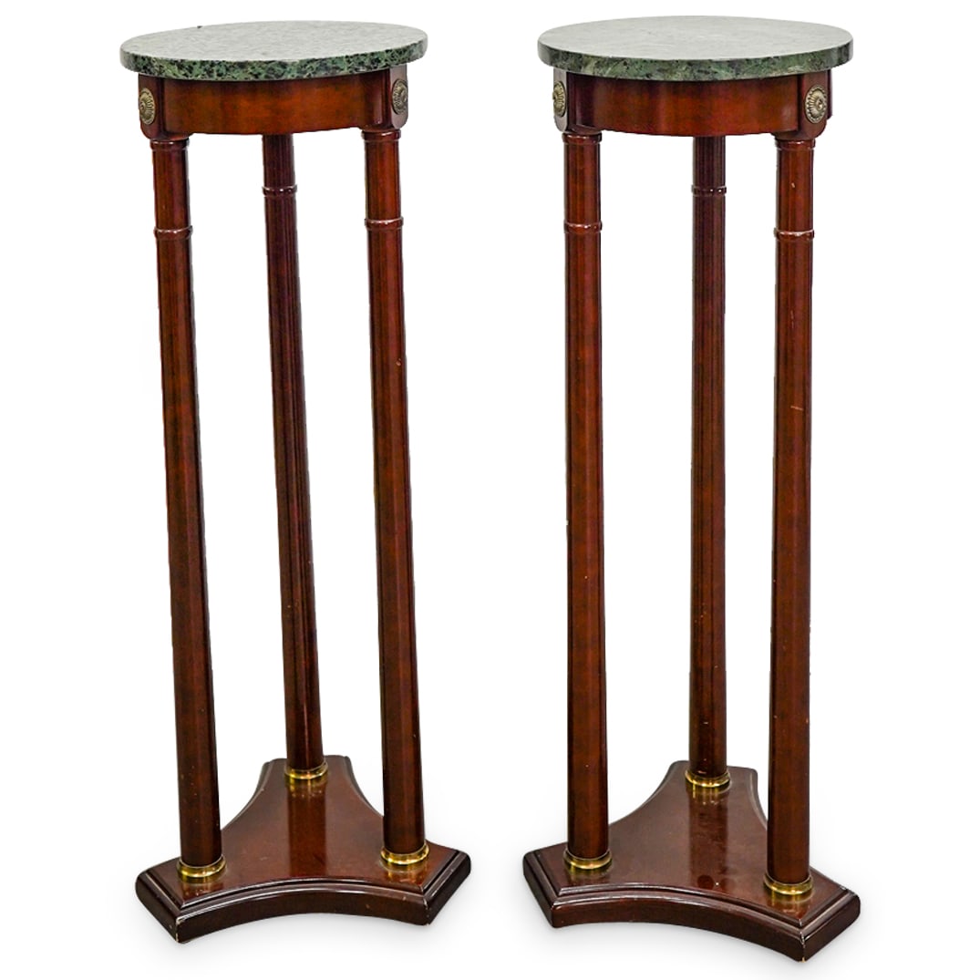 Pair Empire Style Green Marble Pedestal Stands (1 of 7)