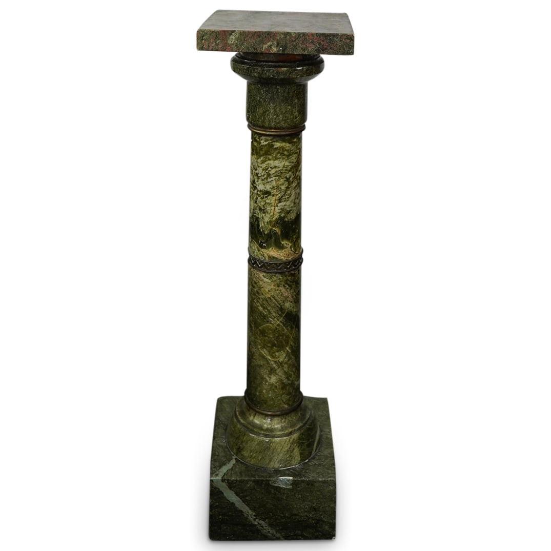 Vintage Green Marble and Bronze Column Pedestal (1 of 5)