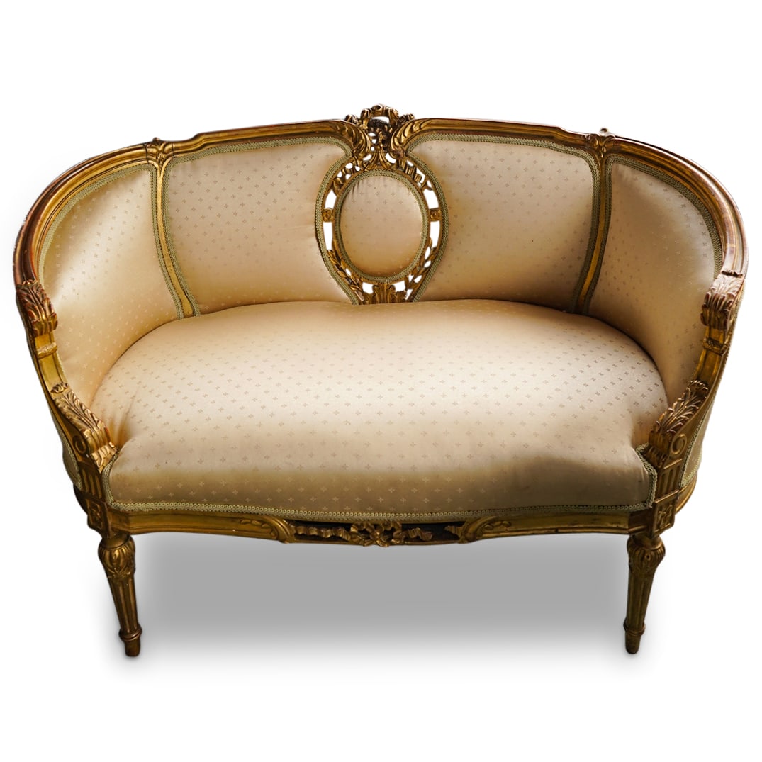 Antique French Carved Wood and Loveseat (1 of 8)