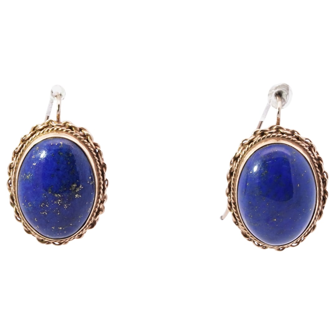 Pair of Antique 14k gold and Lapis Earrings (1 of 4)