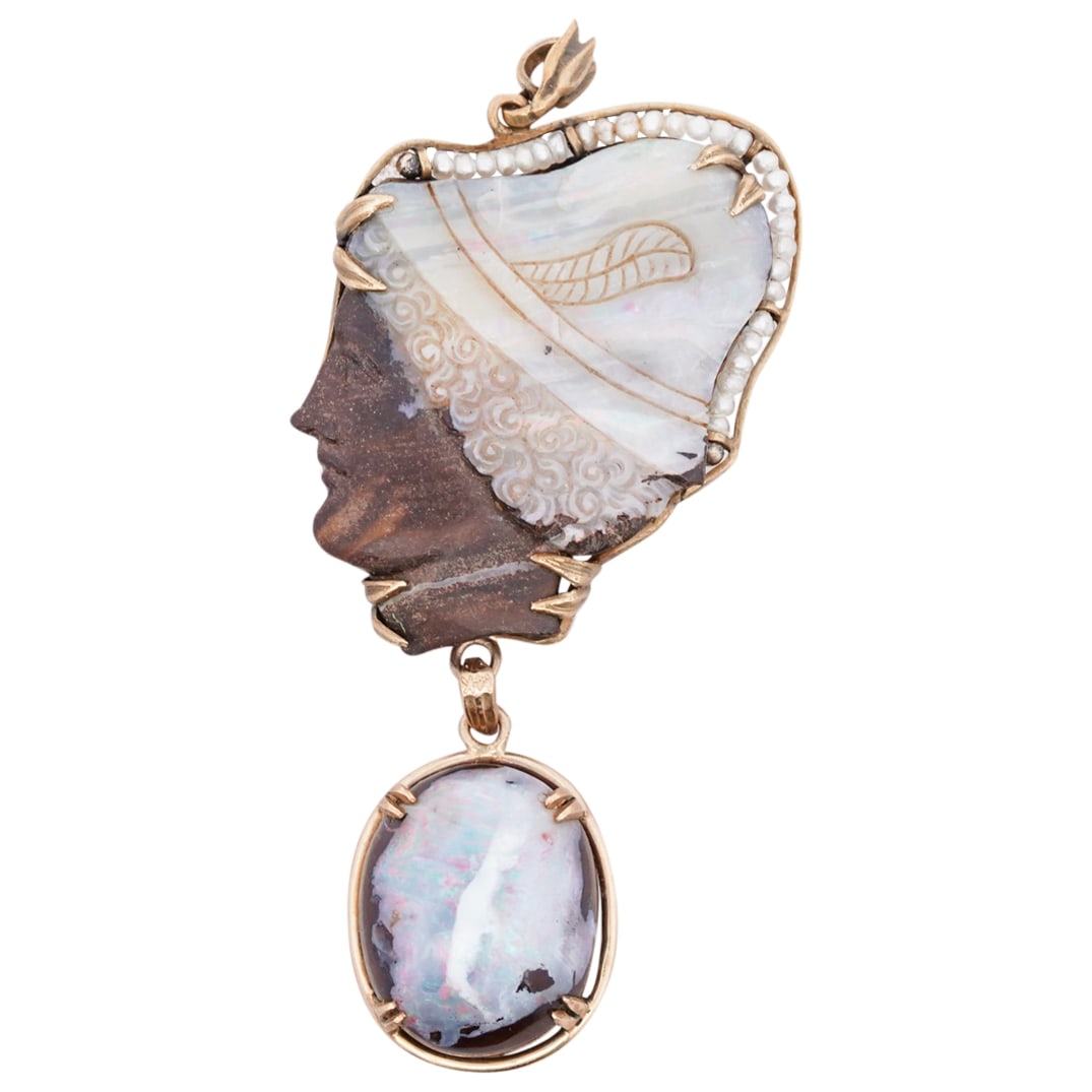 Victorian 14k Gold and Carved Opal Pendant (1 of 4)