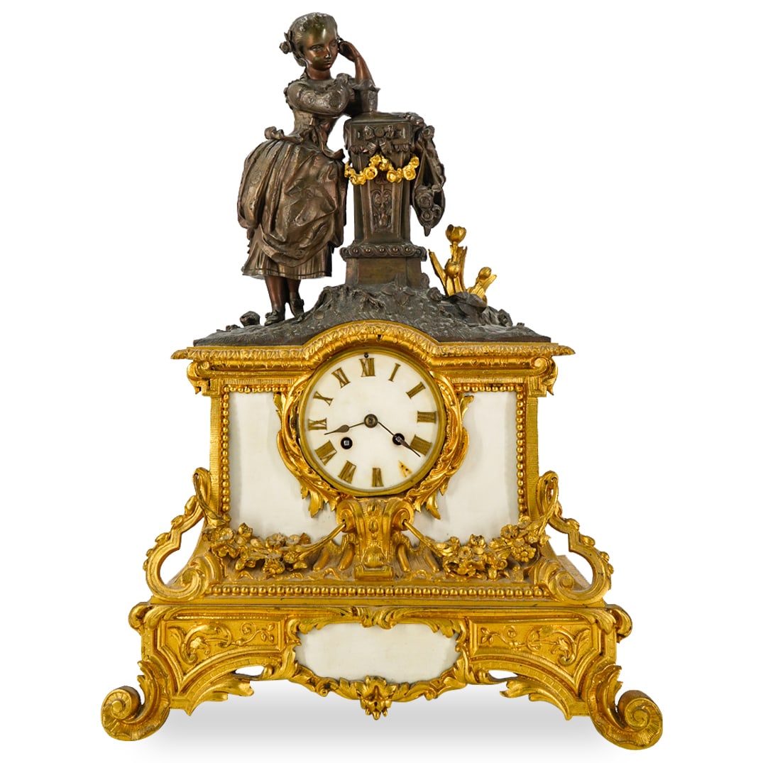 19th Cent. Vincenti & Cie Medaille D' Argent French Figural Mantle Clock (1 of 11)