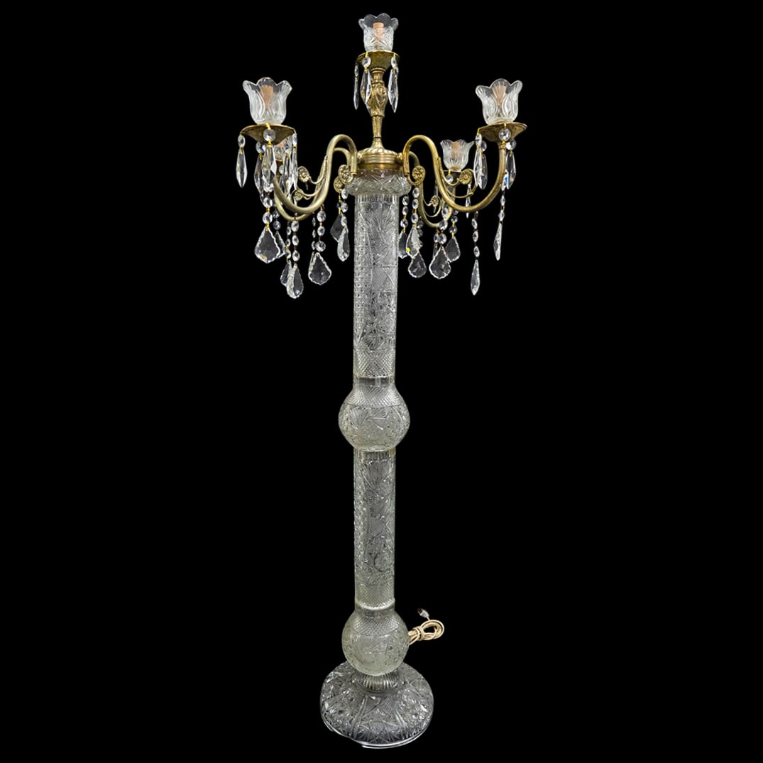 Antique American Brilliant Cut Glass Floor Lamp (1 of 8)
