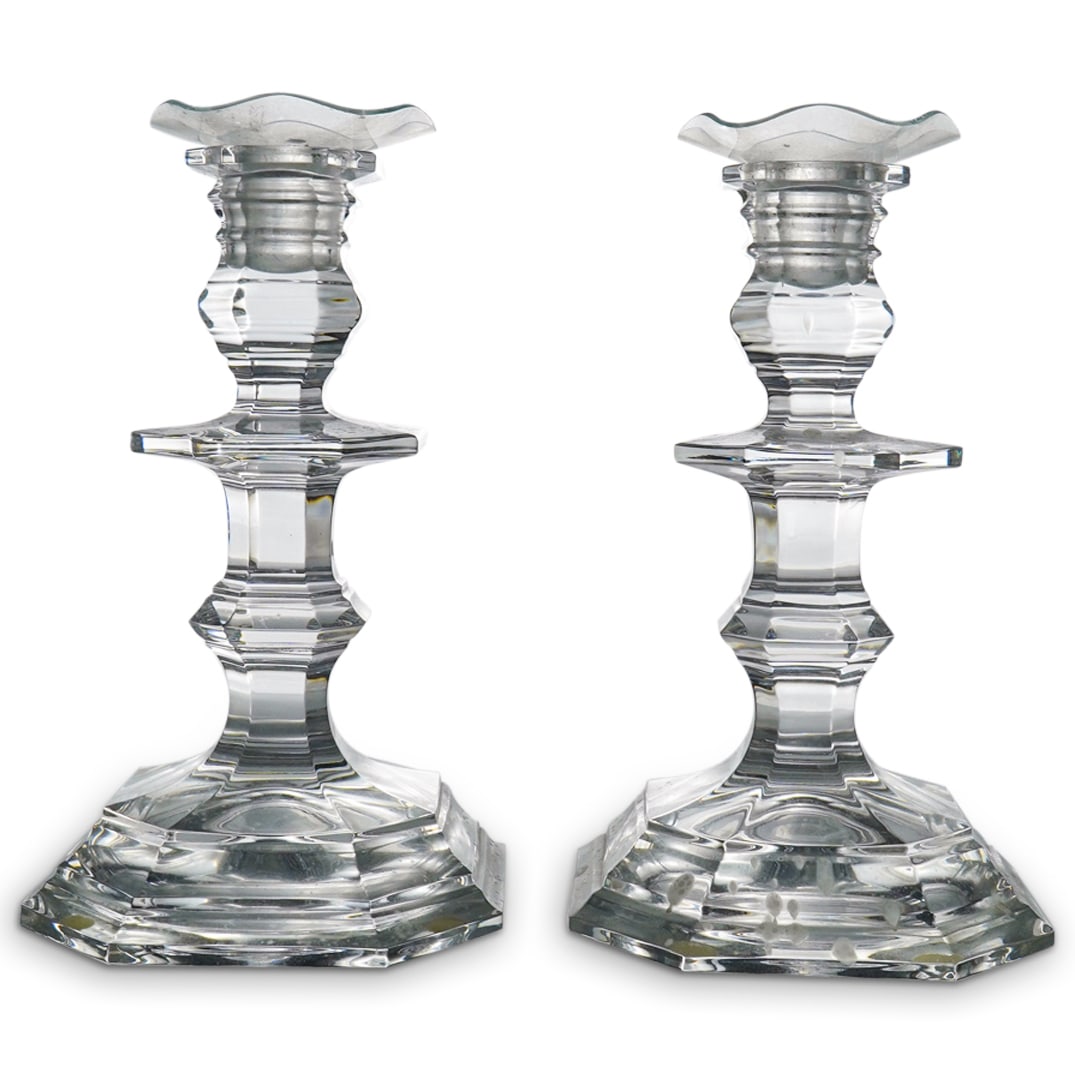Pair Of Baccarat Crystal Octagonal Candlesticks (1 of 6)
