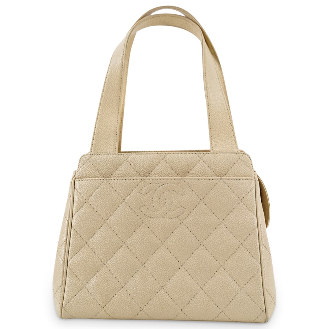 Chanel Beige Leather Quilted Handbag (1 of 8)
