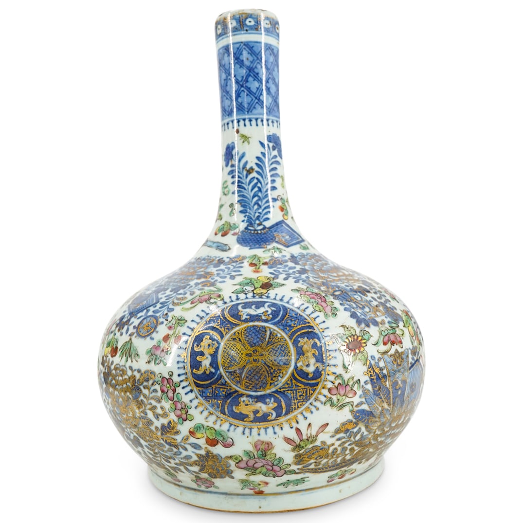 19th Cent. Chinese Export Famille Rose Porcelain Bottle Vase (1 of 5)