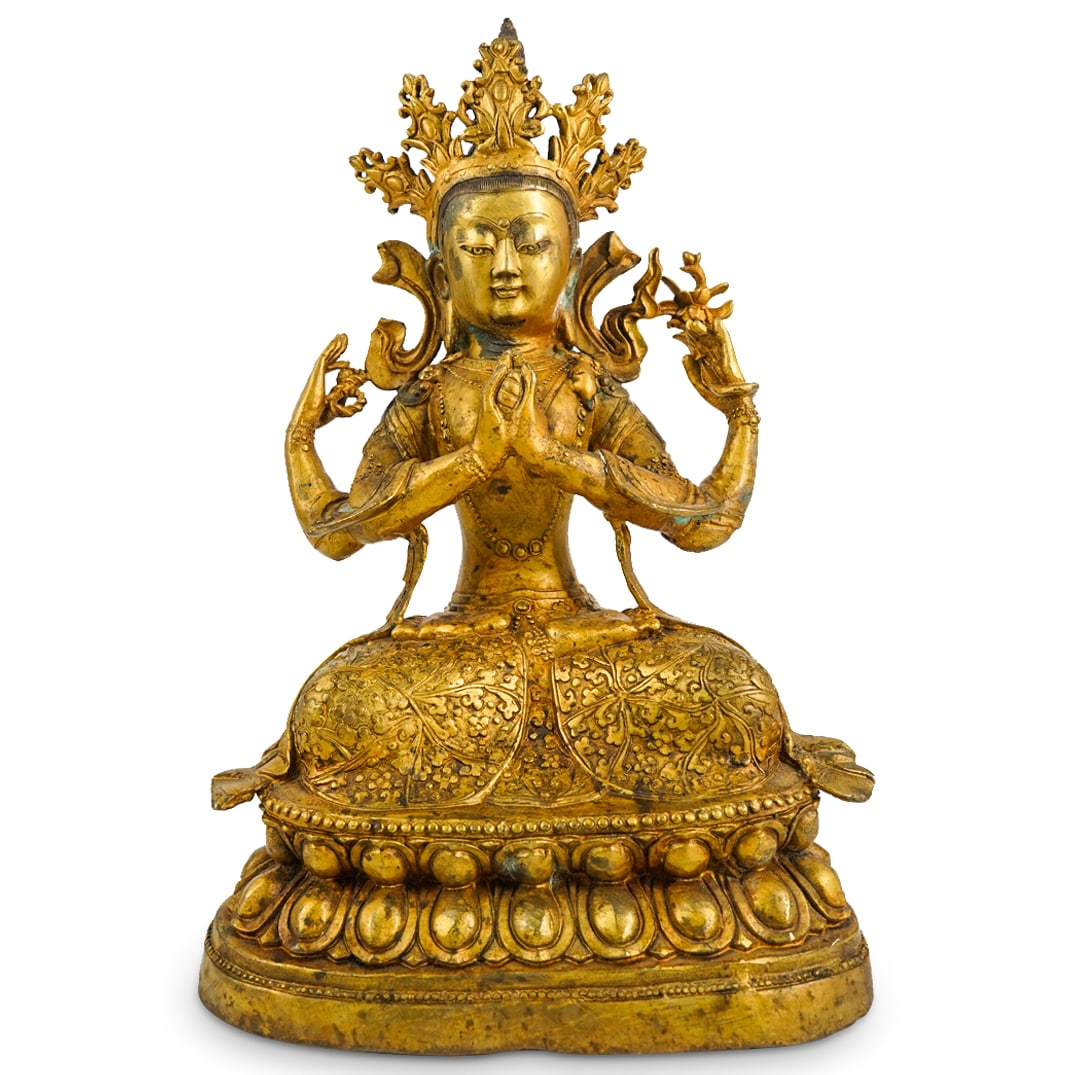 Chinese Gilt Metal Bodhisattva Sculpture (1 of 10)