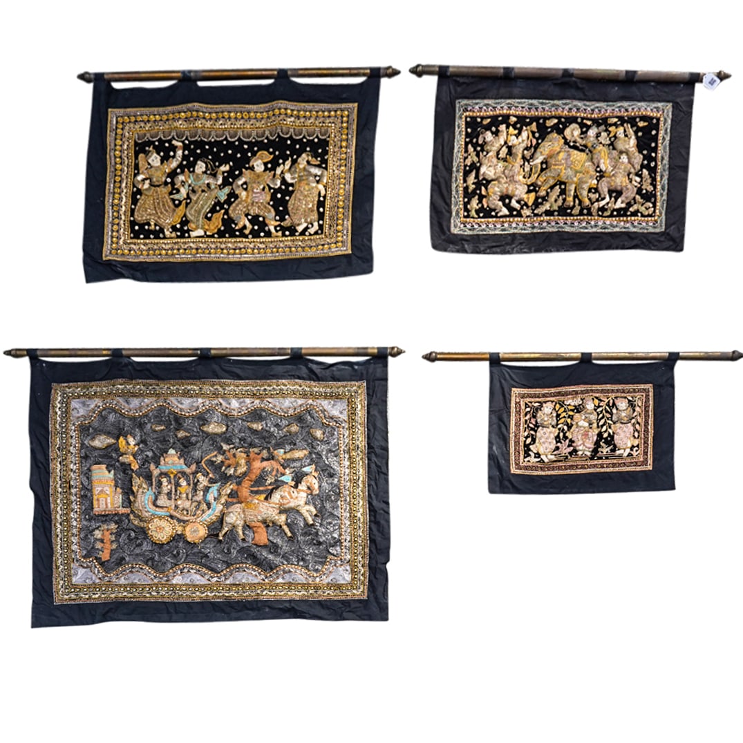 (4 Pc) Burmese Kalaga Tapestries (1 of 18)